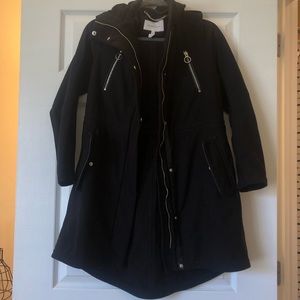 BCBG black long utility jacket